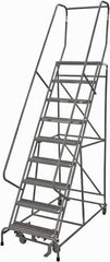 Cotterman - 120" 9 Step Rolling Warehouse Ladder - Rolling Safety Ladder, 450 Lb Capacity, 90" Platform Height, 24" Base Width x 67" Base Depth, Serrated Steel - Americas Tooling