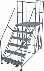 Cotterman - 96" 6 Step Rolling Work Platform - Rolling Work Platform, 800 Lb Capacity, 60" Platform Height, 28" Base Width x 78" Base Depth, Serrated Steel - Americas Tooling