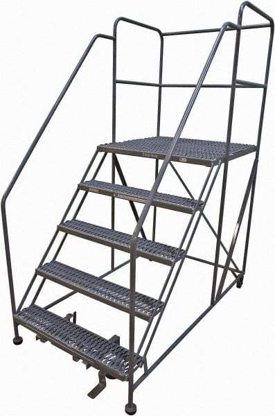 Cotterman - 86" 5 Step Rolling Work Platform - Rolling Work Platform, 800 Lb Capacity, 50" Platform Height, 40" Base Width x 82" Base Depth, Serrated Steel - Americas Tooling