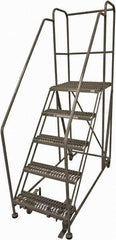 Cotterman - 86" 5 Step Rolling Work Platform - Rolling Work Platform, 800 Lb Capacity, 50" Platform Height, 28" Base Width x 70" Base Depth, Serrated Steel - Americas Tooling