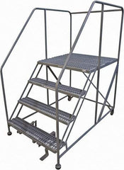 Cotterman - 70" 4 Step Rolling Work Platform - Rolling Work Platform, 800 Lb Capacity, 40" Platform Height, 40" Base Width x 74" Base Depth, Serrated Steel - Americas Tooling