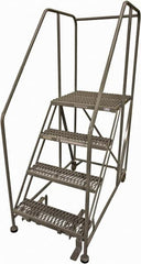 Cotterman - 70" 4 Step Rolling Work Platform - Rolling Work Platform, 800 Lb Capacity, 40" Platform Height, 28" Base Width x 62" Base Depth, Serrated Steel - Americas Tooling