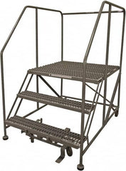 Cotterman - 60" 3 Step Rolling Work Platform - Rolling Work Platform, 800 Lb Capacity, 30" Platform Height, 40" Base Width x 65" Base Depth, Serrated Steel - Americas Tooling