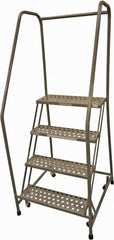 Cotterman - 70" 4 Step Rolling Warehouse Ladder - Rolling Safety Ladder, 450 Lb Capacity, 40" Platform Height, 30" Base Width x 43" Base Depth, Perforated Tread - Americas Tooling