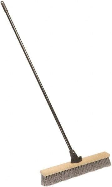 Ability One - 24" Medium Duty Polypropylene Push Broom - Wood Block, Bolt-On Handle Connection - Americas Tooling