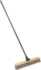 Ability One - 24" Medium Duty Polypropylene Push Broom - Wood Block, Bolt-On Handle Connection - Americas Tooling