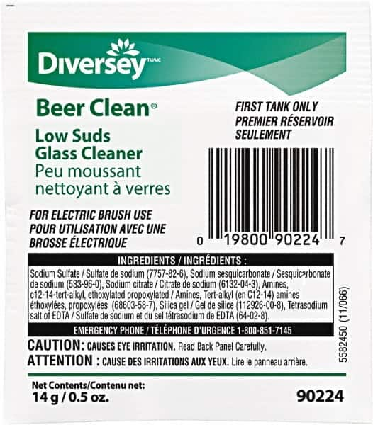 Diversey - 0.50 oz Packet Unscented Glass Cleaner - Use on Beverage Glass - Americas Tooling