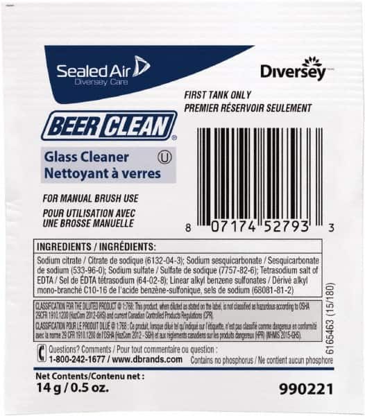 Diversey - 0.50 oz Packet Unscented Glass Cleaner - Use on Beverage Glass - Americas Tooling