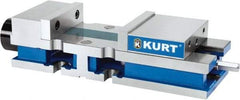 Kurt - 8" Jaw Width, 10-1/4" Jaw Opening Capacity, Horizontal Stationary Machine Vise - Reverse Hydraulic Operation, 1 Station, 27" Long x 6" High x 1" Deep, 6" Jaw Height, 3,200 Lb Max Clamp Force, Ductile Iron - Americas Tooling