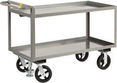 Little Giant - 2,400 Lb Capacity, 2 Shelf, Steel Shelf Truck - 48" Long x 24" Wide x 36" High, 8" Diam Mold-On Rubber Wheels - Americas Tooling