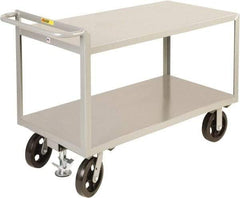 Little Giant - 2,400 Lb Capacity, 2 Shelf, Steel Shelf Truck - 48" Long x 30" Wide x 36" High, 8" Diam Mold-On Rubber Wheels - Americas Tooling