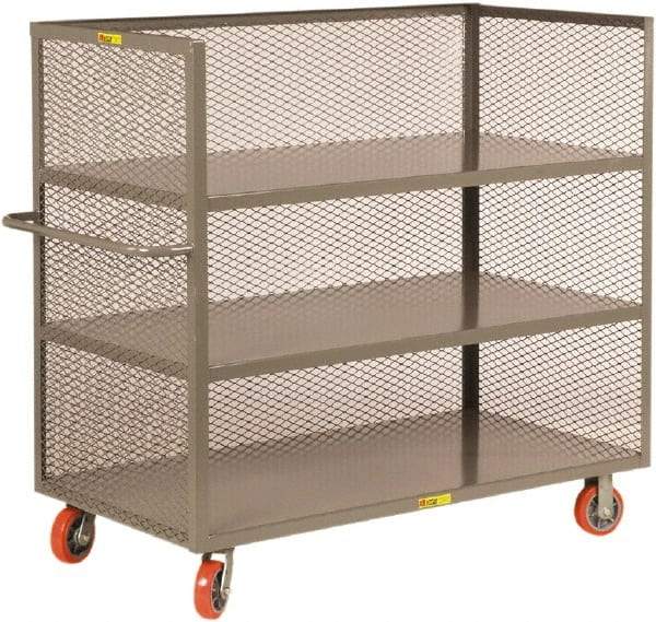 Little Giant - 3,600 Lb Capacity, 3 Shelf, 3-Sided Steel Truck - 60" Long x 30" Wide x 57" High, 6" Diam Polyurethane Wheels - Americas Tooling