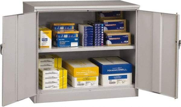 Tennsco - 2 Shelf Locking Storage Cabinet - Steel, 48" Wide x 24" Deep x 42" High, Light Gray - Americas Tooling