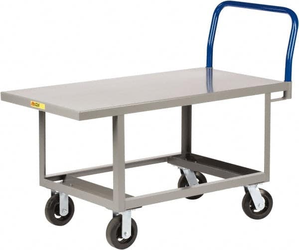 Little Giant - 2,000 Lb Capacity Steel 6-Wheeled Platform Truck - Steel Deck, 30" OAW, 60" Platform Length, Mold On Rubber Casters - Americas Tooling