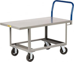 Little Giant - 2,000 Lb Capacity Steel 6-Wheeled Platform Truck - Steel Deck, 30" OAW, 60" Platform Length, Mold On Rubber Casters - Americas Tooling