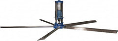 Patterson Fan - 5 Blades, 24' Blade Length, 400,867 CFM High Performance Industrial Ceiling Fan - 48 RPM, 230V, 6.2 Amps, Blue & Silver - Americas Tooling