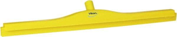 Vikan - 27.6" Polypropylene Blade Floor Squeegee Frame - Threaded End, Double Edge, Yellow, Polypropylene Holder - Americas Tooling