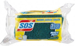 SOS - 4-1/2" Long x 2-1/2" Wide x 0.9" Thick Scouring Sponge - Heavy-Duty, Yellow/Green - Americas Tooling