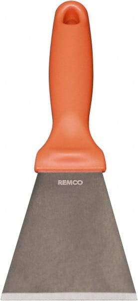 Remco - Stiff Stainless Steel Beveled Scraper - 3" Blade Width x 3-1/2" Blade Length, 5-13/32" Long Ergonomic Polypropylene Handle - Americas Tooling