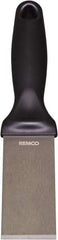 Remco - Stiff Stainless Steel Beveled Scraper - 1-1/2" Blade Width x 3-1/2" Blade Length, 5-13/32" Long Ergonomic Polypropylene Handle - Americas Tooling