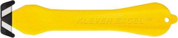 Klever Innovations - Fixed Safety Cutter - 1-1/4" Carbon Steel Blade, Yellow Plastic Handle, 1 Blade Included - Americas Tooling