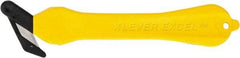 Klever Innovations - Fixed Safety Cutter - 1-1/4" Carbon Steel Blade, Yellow Plastic Handle, 1 Blade Included - Americas Tooling