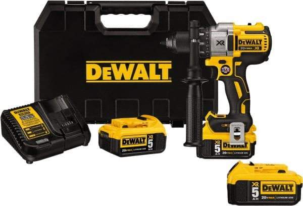 DeWALT - 20 Volt 1/2" Chuck Pistol Grip Handle Cordless Drill - 0-2000 RPM, Keyless Chuck, Reversible, 2 Lithium-Ion Batteries Included - Americas Tooling