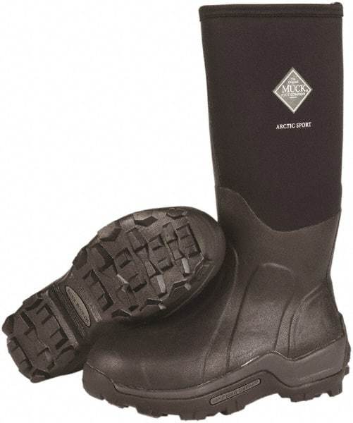 Honeywell - Men's Size 10 Wide Width Steel Knee Boot - Black, Neoprene Upper, Rubber Outsole, 16" High, Pull-On, Waterproof - Americas Tooling