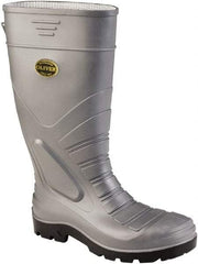 OLIVER - Men's Size 8 Wide Width Steel Knee Boot - Gray, PVC/Nitrile Blend Upper, PVC/Nitrile Blend Outsole, 16" High, Pull-On, Heat Resistant, Puncture Resistant - Americas Tooling