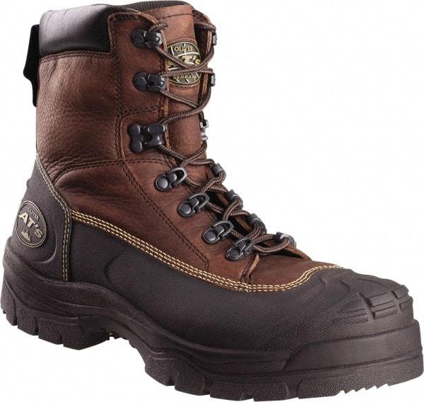 OLIVER - Men's Size 10 Wide Width Steel Work Boot - Brown, Leather Upper, Rubber Outsole, 6" High, Lace-Up - Americas Tooling