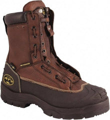 OLIVER - Men's Size 8.5 Wide Width Steel Work Boot - Brown, Leather Upper, Rubber Outsole, 8" High, Lace-Up - Americas Tooling