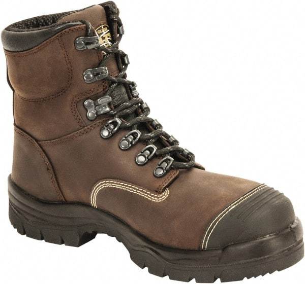 OLIVER - Men's Size 7 Wide Width Steel Work Boot - Brown, Leather Upper, Polyurethane/Rubber Outsole, 6" High, Lace-Up - Americas Tooling