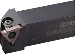 Kyocera - KGBA, External, Right Hand, 0.217" Max Depth of Cut, 0.013 to 0.189" Groove Width, Indexable Grooving Tool Holder - GBA43R/L.. Insert Compatibility, 3/4" Shank Height, 3/4" Shank Width, 5" OAL - Americas Tooling