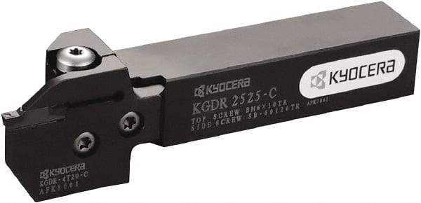 Kyocera - KGD, External, Right Hand, 16.9926mm Max Depth of Cut, 1.9812 to 3mm Groove Width, Indexable Grooving Tool Holder - Multiple Insert Compatibility, 1" Shank Height, 1" Shank Width, 5.78" OAL - Americas Tooling