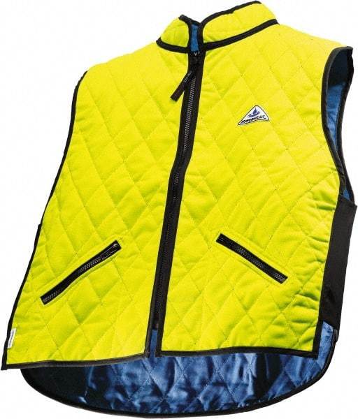 Techniche - Size L, High Visibility Lime Cooling Vest - Zipper Front, Nylon, HyperKewl - Americas Tooling