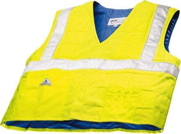 Techniche - Size L/XL, High Visibility Lime Cooling Vest - Hook & Loop Front, Polyester, HyperKewl - Americas Tooling