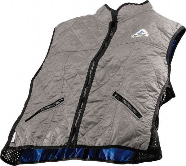 Techniche - Size L, Silver Cooling Vest - Zipper Front, Nylon, HyperKewl - Americas Tooling