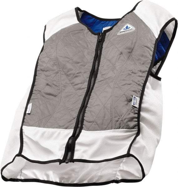 Techniche - Size 3XL, Silver Cooling Vest - Zipper Front, Nylon, HyperKewl, Poly-Cotton - Americas Tooling