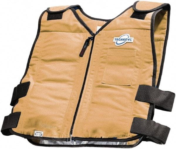 Techniche - Size L/XL, Khaki Cooling Vest - Zipper Front, Cotton - Americas Tooling