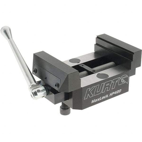 Kurt - 4" Jaw Width, 2.922" High x 5" Long x 4" Wide Vise - For Use with 5 Axis Workholding Systems - Americas Tooling