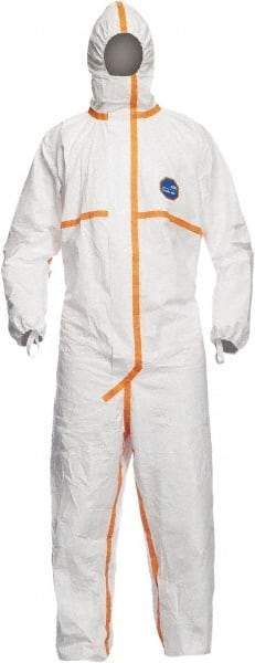 Dupont - Size M Tyvek General Purpose Coveralls - White, Zipper Closure, Elastic Cuffs with Thumb-loop, Elastic Ankles, Taped Seams - Americas Tooling