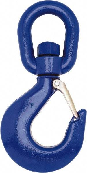 Campbell - #7 Hook, 3 Ton Capacity, Carbon Steel Swivel Hoist Hook - 9-17/32" Long x 5-1/32" Wide - Americas Tooling