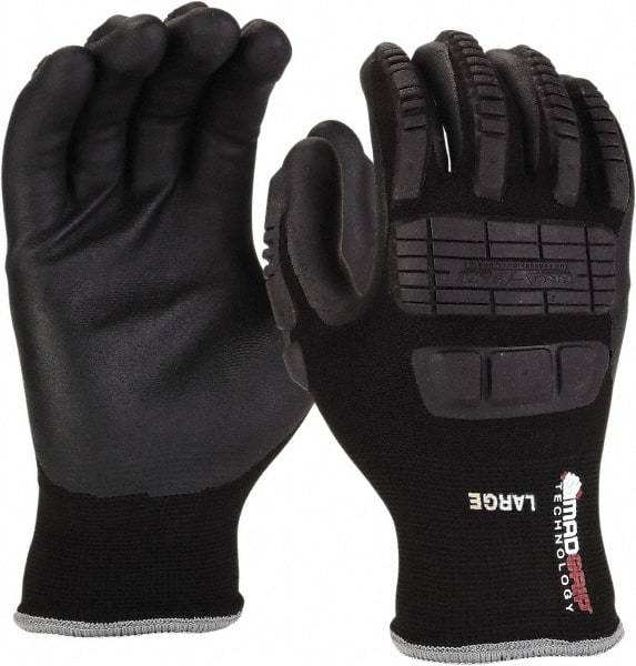 PRO-SAFE - Size L (9) Nitrile Coated Nylon/Nitrile Work Gloves - Palm & Fingers Coated, Slip-On Cuff, Black, Paired - Americas Tooling