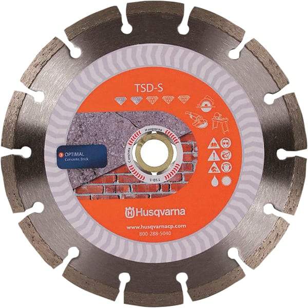 Husqvarna - 4-1/2" Diam, 5/8 & 7/8" Arbor Hole Diam, Continuous Edge Tooth Wet & Dry Cut Saw Blade - Diamond-Tipped, Fast Cutting Action, Standard Round Arbor - Americas Tooling