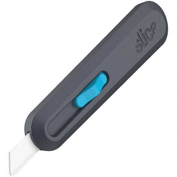 Slice - Nonsparking Ambidextrous Retractable Blade Utility Knife - 2-9/16" Blade Length, Black & Blue, Ceramic Blade, Glass Filled Nylon & Steel Handle - Americas Tooling