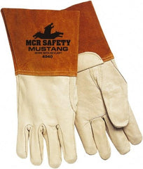 MCR Safety - Size M Unlined Cowhide Welding Glove - White/Brown, Pair - Americas Tooling