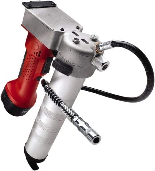 Legacy - 6,000 Max psi, Flexible Battery-Operated Grease Gun - 14 oz Capacity, 1/8 Thread Outlet, Bulk, Filler Pump & Cartridge Fill - Americas Tooling