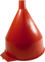 Funnel King - 6 Qt Capacity Polyethylene Funnel - 8-1/4" Mouth OD, 1-5/16" Tip OD, 1-5/8" Straight Spout, Red - Americas Tooling