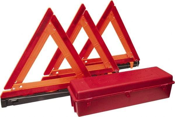 PRO-SAFE - 4 Piece, Highway Triangle Safety Kit - 3 Reflective Triangles, Case - Americas Tooling