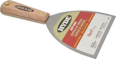 Hyde Tools - 5" Wide Steel Putty Knife - Flexible, Hardwood Handle, 8-1/4" OAL - Americas Tooling